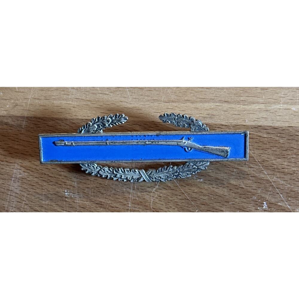 US MILITARY RIFLE Blue Enamel Sterling Silver Award Combat PIN MEDAL ww1 ww2